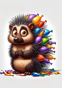 Stachelschwein mit Luftballons